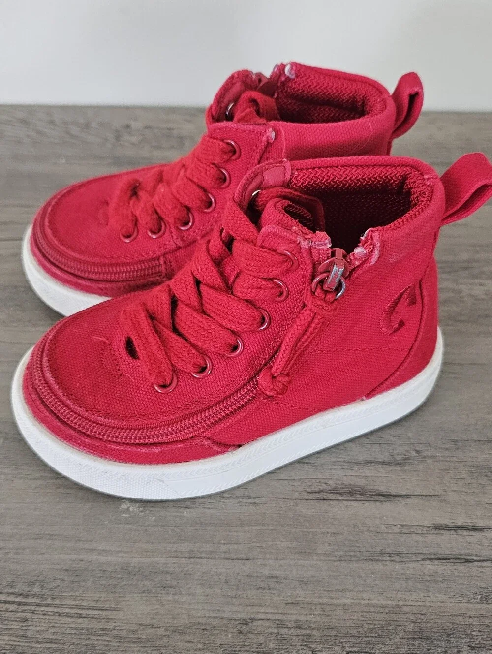 Billy Toddler Red High Canvas Zip & Lace Size 5 AFO SMO Brace Special Needs Shoe